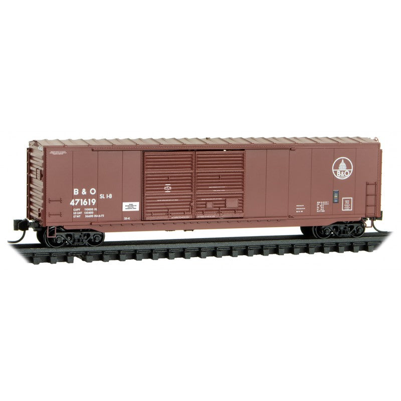 Micro Trains Line N Scale Baltimore & Ohio 50' Standard Box Car 8' Double Sliding Doors with Short Side And Tall End Ladders w/o roofwalk  RD# B&O 471619