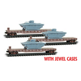 Micro Trains N Scale Southern Pacific with Landing Vehicle Tracked Amphibious Vehicle LVT(A)1 Jewel Case 3-Pack RD# 79700, 79753, 79795