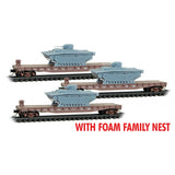 Micro Trains N Scale Southern Pacific with Landing Vehicle Tracked Amphibious Vehicle LVT(A)1 With Foam Family Nest 3-Pack RD# 79700, 79753, 79795 (Copy)