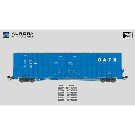 Aurora Miniatures HO Scale BKTY GATX Blue Greenbrier 7550 cf 60’ Plate F Boxcar 1st Run 157600