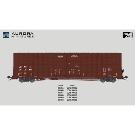 Aurora Miniatures HO Scale UCRY Greenbrier 7550 cf 60’ Plate F Boxcar 1st Run 300002
