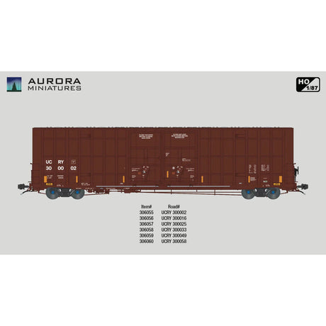 Aurora Miniatures HO Scale UCRY Greenbrier 7550 cf 60’ Plate F Boxcar 1st Run 300016
