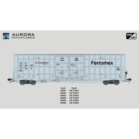 Aurora Miniatures HO Scale FXE Ferromemx Greenbrier 7550 cf 60’ Plate F Boxcar 1st Run 874635