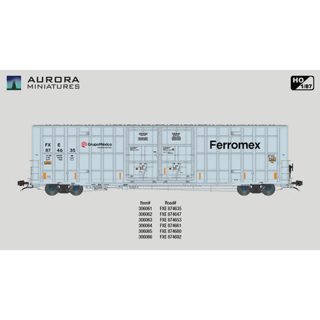 Aurora Miniatures HO Scale FXE Ferromex Greenbrier 7550 cf 60’ Plate F Boxcar 1st Run 874653