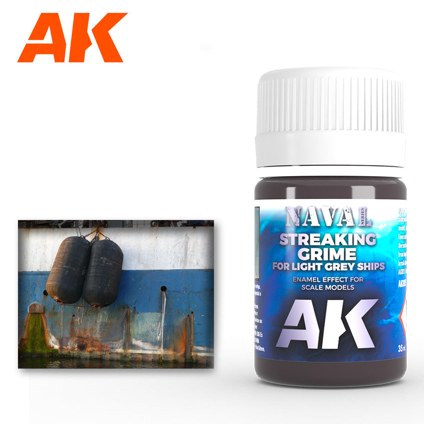 AK Interactive Light Grey Ships Streaking Grime Enamel Paint 35ml Bottle