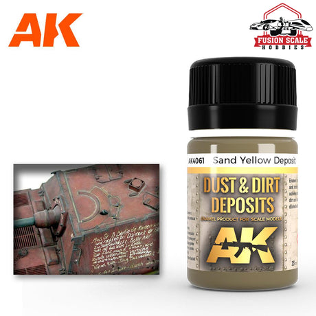 AK Interactive Air Series Dust & Deposit Sand Yellow Enamel Paint 35ml Bottle - Fusion Scale Hobbies