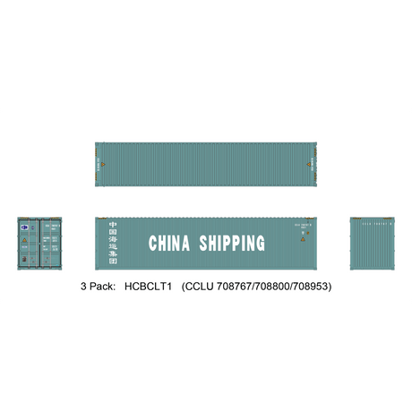 Aurora Miniatures HO 40ft Containers 3 Pack China Shipping (CCLU 708767/708800/708953) - Fusion Scale Hobbies