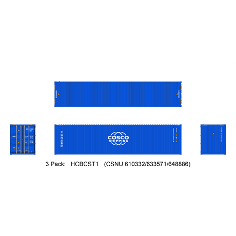 Aurora Miniatures HO 40ft Containers 3 Pack COSCO (CSNU 610332/633571/648886) - Fusion Scale Hobbies