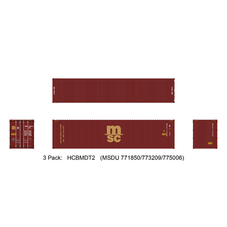 Aurora Miniatures HO 40ft Containers 3 Pack MSC Maroon (MSDU 771850/773209/775006) - Fusion Scale Hobbies