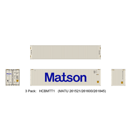 Aurora Miniatures HO 40ft Containers 3 Pack Matson (MATU 261521/261600/261845) - Fusion Scale Hobbies