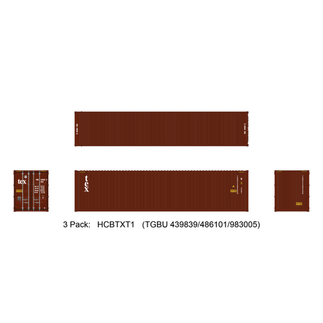 Aurora Miniatures HO 40ft Containers 3 Pack TEX (TGBU 439839/486101/983005) - Fusion Scale Hobbies