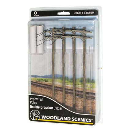 Pre-Wired Poles - Double Crossbar - O Scale