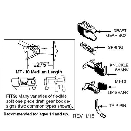 Micro Trains N Scale MT-10 Medium 'T' Shank Couplers with Adaptors Coupler Conversion Kit 1129