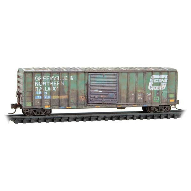 Micro Trains Line N Scale 50' Rib Side Box Car, Single Door, w/o Roofwalk Greenville & Northern Railway SRN/ex-GRN RD# SRN 7174