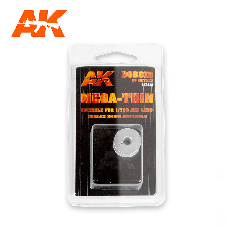 AK Interactive Elastic Rigging Bobbin Mega-Thin for 1:700 or smaller - 20m / 66ft