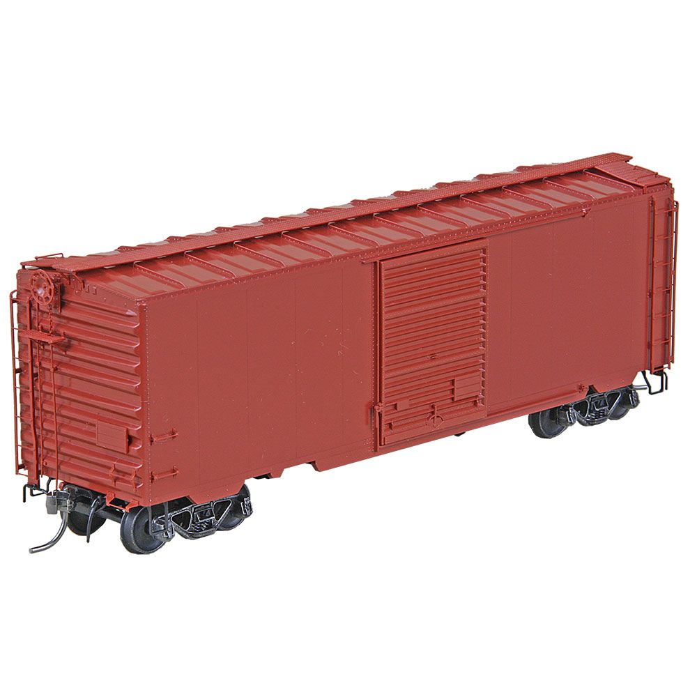 Kadee #5199 HO Scale Undecorated Post 1954 Narrow Tab 40' PS-1 Boxcar with 8' Youngstown Door - Oxide Red - RTR