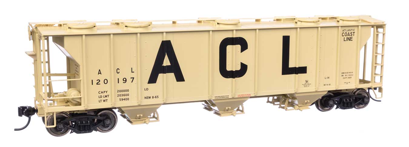 Walthers Mainline HO Scale Atlantic Coast Line #120197 50' Pullman-Standard PS-2 2893 3-Bay Covered Hopper