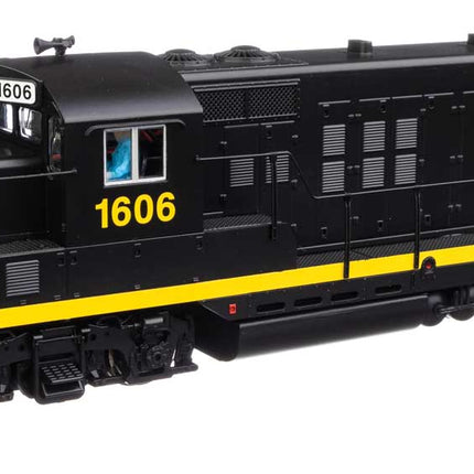 Walthers Mainline HO Scale EMD GP9 Phase II Chopped Nose ESU LokSound Leased Unit #1606 (black w/yellow stripes numbered unlettered)