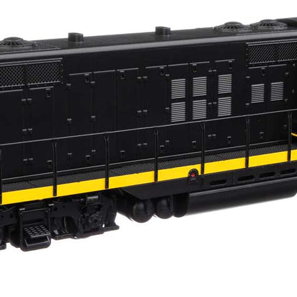 Walthers Mainline HO Scale EMD GP9 Phase II Chopped Nose ESU LokSound Leased Unit #1606 (black w/yellow stripes numbered unlettered)