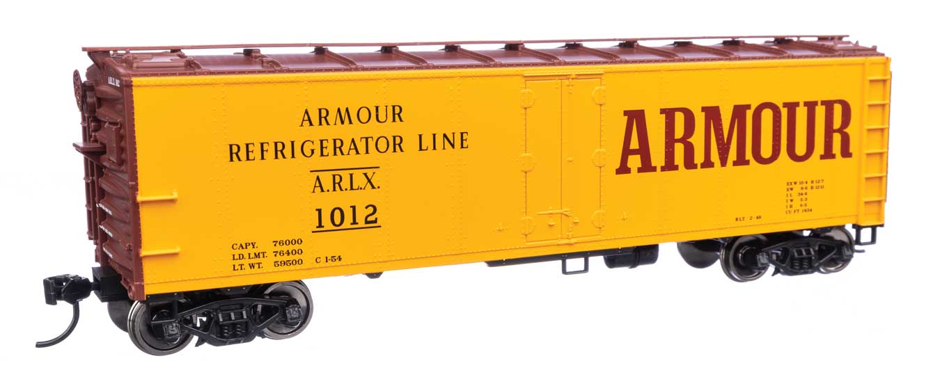 Walthers Mainline HO Scale Armour Refrigerator Line ARLX #1012 40' Steel Reefer with Dreadnaught Ends