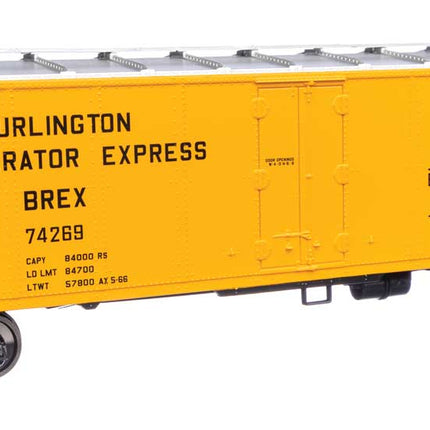 Walthers Mainline HO Scale Burlington Refrigerator Express BREX #74269 40' Steel Reefer with Dreadnaught Ends