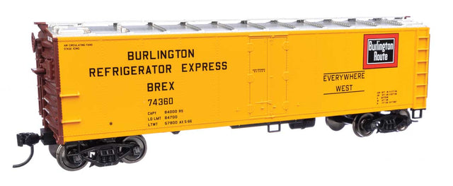 Walthers Mainline HO Scale Burlington Refrigerator Express BREX #74360 40' Steel Reefer with Dreadnaught Ends