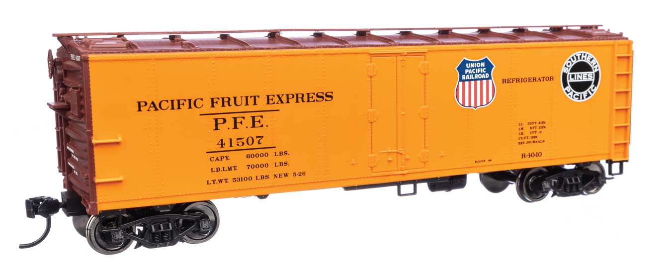 Walthers Mainline HO Scale Pacific Fruit Express #41507 UP & SP logos 40' Steel Reefer with Dreadnaught Ends