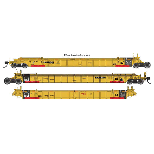 Walthers Mainline HO NSC Articulated 3-Unit 53' Well Car TTX DTTX #787545 (yellow w/red "Jack Here" warnings)