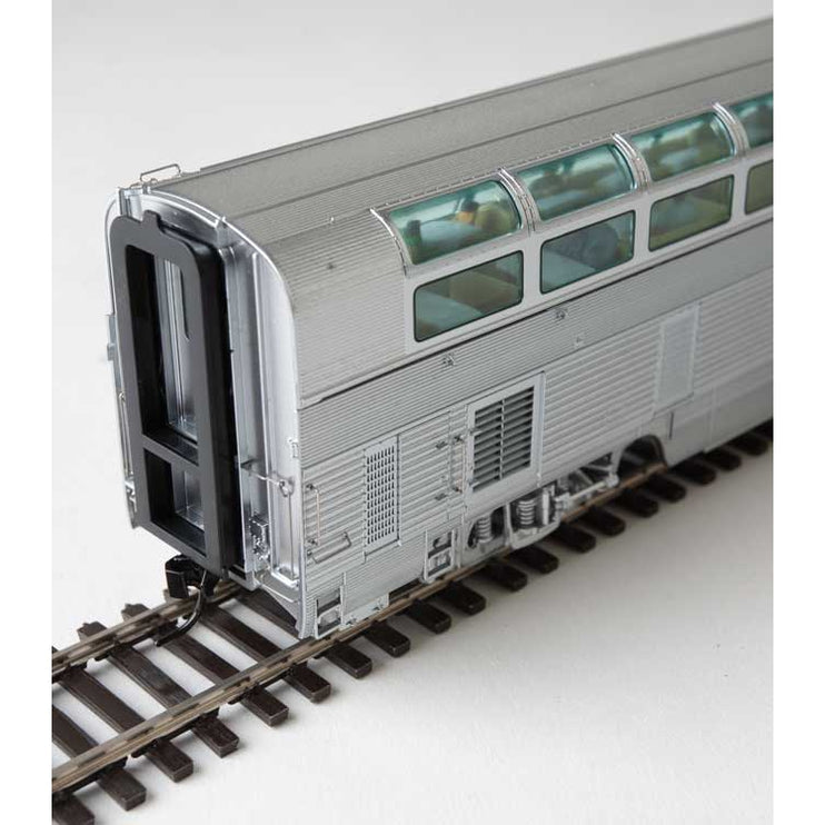 Walthers Proto HO Scale 85' Budd Hi-Level Sky Lounge Santa Fe #580 (Deluxe Edition; LED Lighting, Preiser Figures)