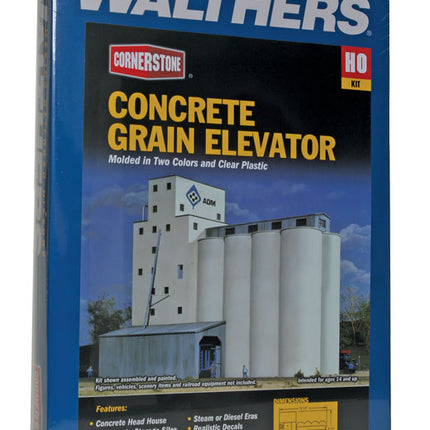 Walthers Cornerstone HO Scale ADM(R) Concrete Grain Elevator Kit 131/2 x 9 x 131/2" 33.7 x 23.7 x 33.7cm