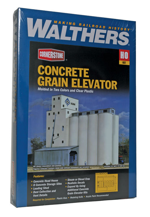 Walthers Cornerstone HO Scale ADM(R) Concrete Grain Elevator Kit 131/2 x 9 x 131/2" 33.7 x 23.7 x 33.7cm