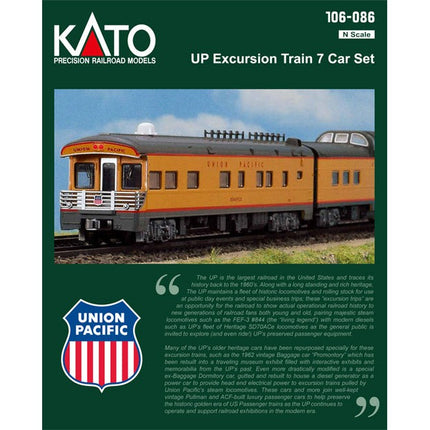 Kato N Scale Union Pacific UP Excursion Train 7-Car Set 106-086