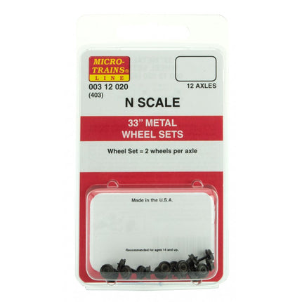 Micro Trains N Scale 33" Metal Wheels 12 Pack