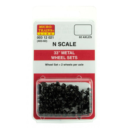 Micro Trains N Scale 33" Metal Wheels 60 Pack