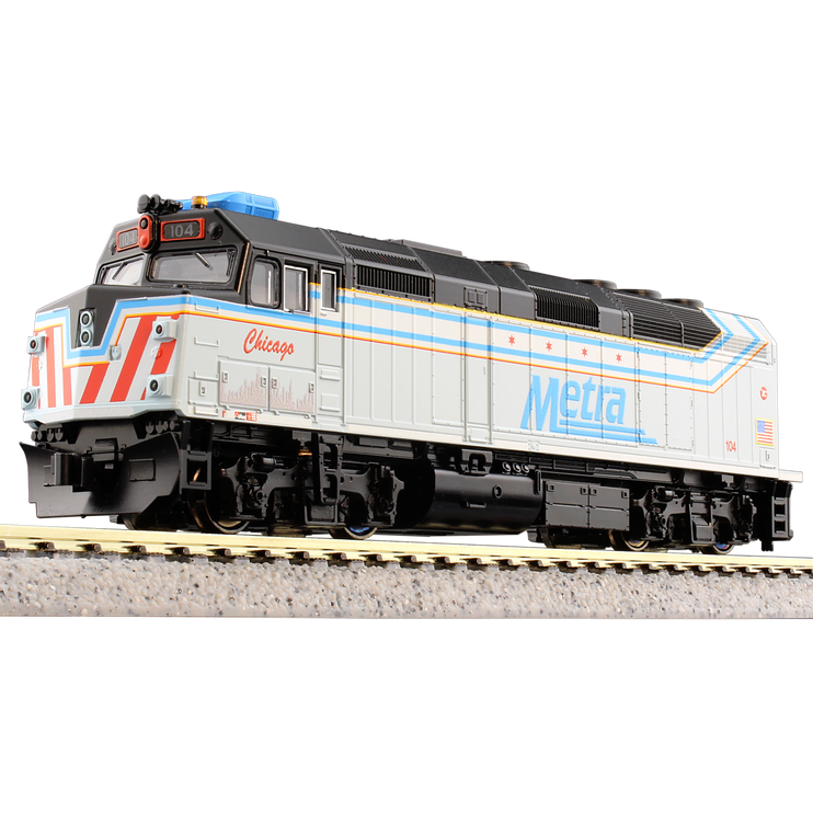 Kato N Scale Chicago Metra #104 City of Chicago F40PH Diesel