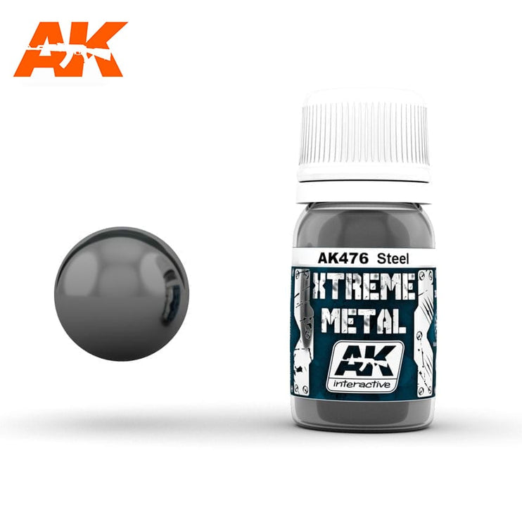 AK Interactive Xtreme Metal Steel Metallic Paint 30ml Bottle