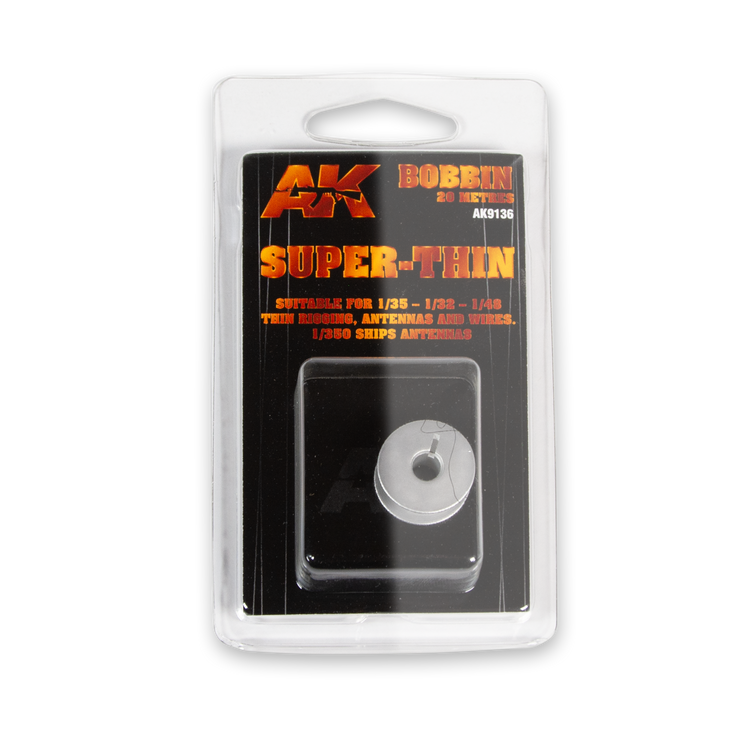 AK Interactive Elastic Rigging Bobbin Super-Thin for 1:35 / 1:32 / 1:8 / 1:30 - 20m / 66ft