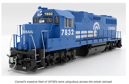 Rapido 38026 HO EMD GP38 Low Nose - Standard DC -- Conrail #7846 (blue, white)