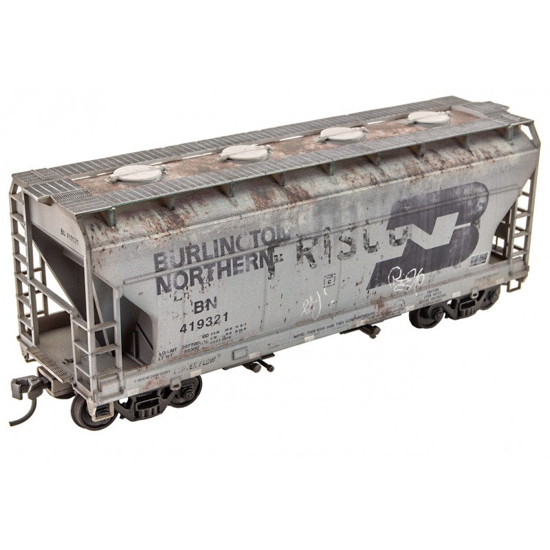 Micro Trains HO Scale Burlington Northern 419321 Weathered 2 Bay Covered Hopper Kit