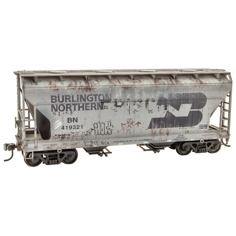 Micro Trains HO Scale Burlington Northern 419321 Weathered 2 Bay Covered Hopper Kit