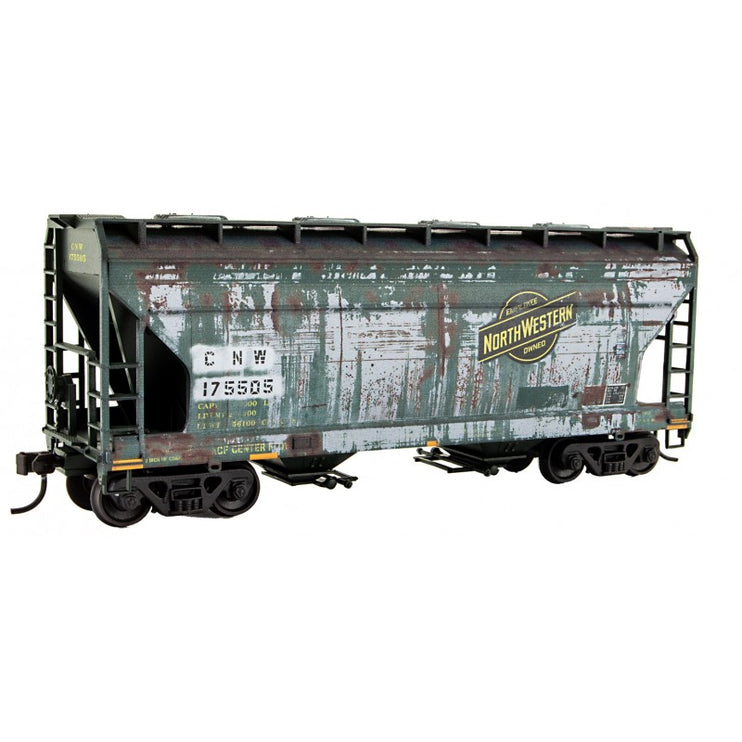 Micro Trains HO Scale Chicago & Northwestern CNW 175505  Weathered 2 Bay Covered Hopper Kit