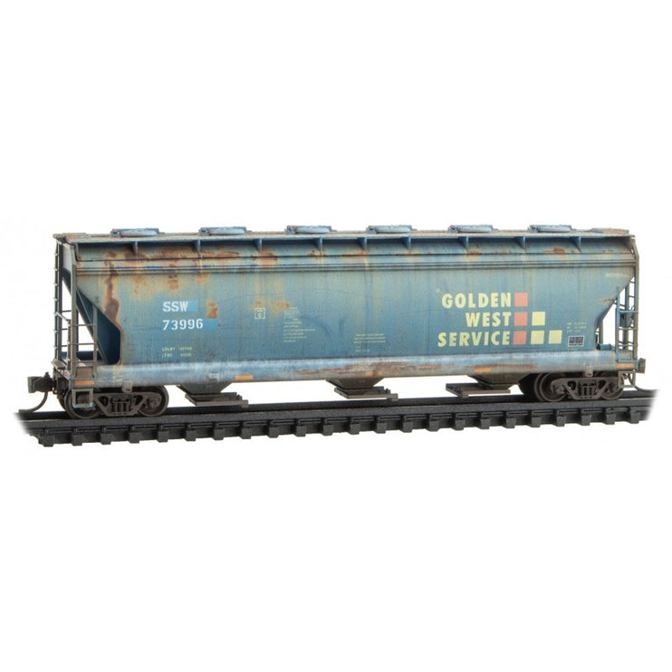 Micro Trains N Scale Cotton Belt Weathered 3 Bay Covered Hoppers 3-Pack JEWEL CASE