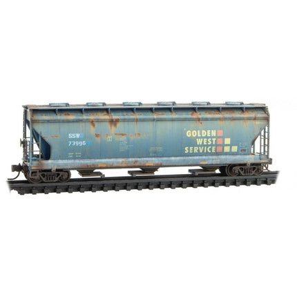 Micro Trains N Scale Cotton Belt Weathered 3 Bay Covered Hoppers 3-Pack JEWEL CASE