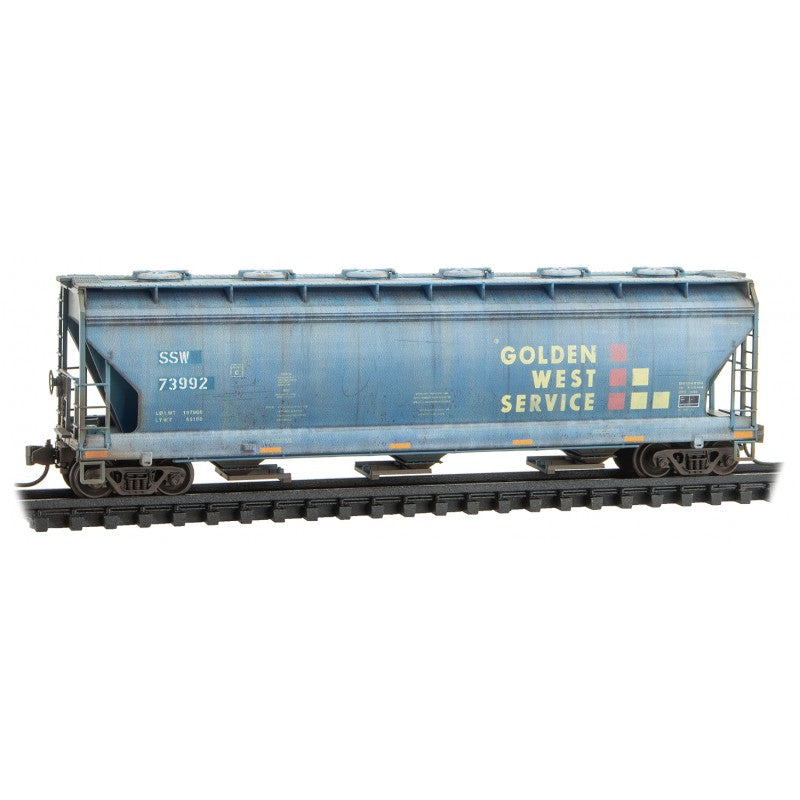 Micro Trains N Scale Cotton Belt Weathered 3 Bay Covered Hoppers 3-Pack JEWEL CASE