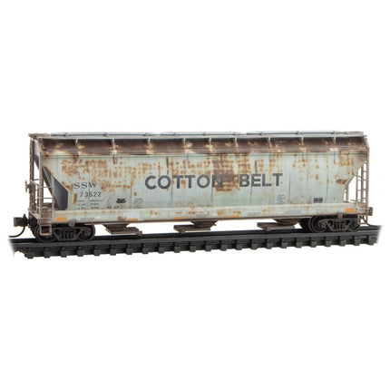 Micro Trains N Scale Cotton Belt Weathered 3 Bay Covered Hoppers 3-Pack JEWEL CASE