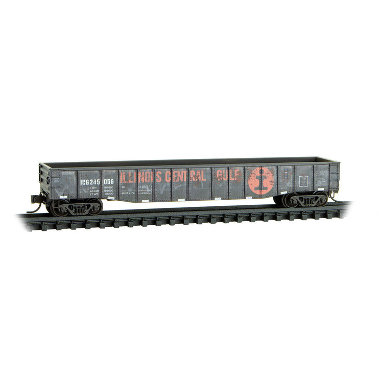 Micro Trains Line N Illinois Central Gulf 50' Steel Side Gondola weathered 2-Pack JEWEL Case RD# ICG 245056, 245669