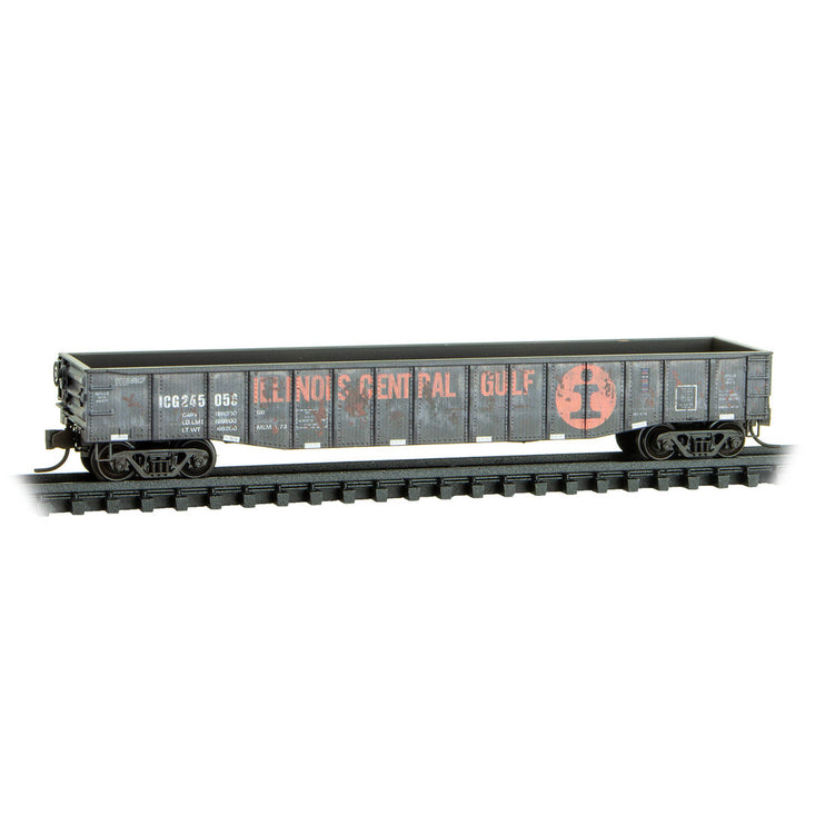 Micro Trains Line N Illinois Central Gulf 50' Steel Side Gondola weathered 2-Pack FOAM RD# ICG 245056, 245669