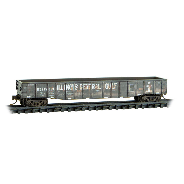 Micro Trains Line N Illinois Central Gulf 50' Steel Side Gondola weathered 2-Pack FOAM RD# ICG 245056, 245669