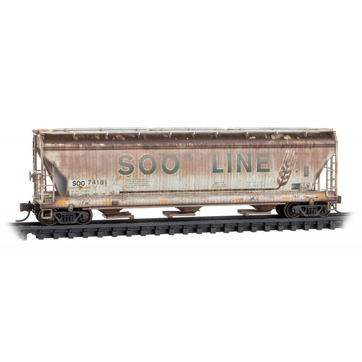 Micro Trains N Scale Weathered Soo Line Covered Hoppers Two Pack - Foam Nest