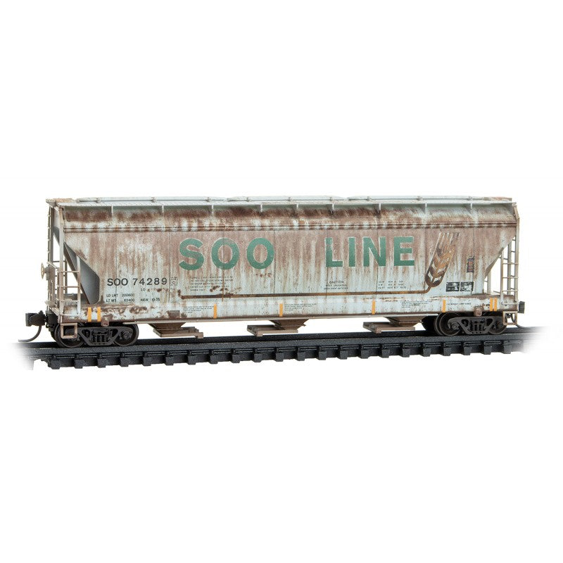 Micro Trains N Scale Weathered Soo Line Covered Hoppers Two Pack - Foam Nest